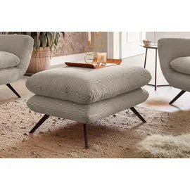 KAWOLA Sessel CHARME Cord 72 x 110 x 80 cm Steingrau mit Hockerbank