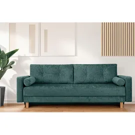 Konsimo Schlafcouch Stoff 3-Sitzer Blau