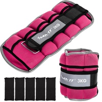 MOVIT 2er Set Gewichtsmanschetten Neopren mit Reflektoren, verstellbare Gewichte, 2x 3,0kg, pink