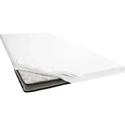 Spannbettlaken ESTELLA "Jersey Topper aus Baumwolle mit Elasthan", weiß, B:100cm L:200cm, Jersey, Obermaterial: 97% Baumwolle, 3% Elasthan, Laken, für Topper bis 10 cm Höhe