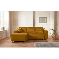 Home Affaire Ecksofa Györ, L-Form, wahlweise mit Bettfunktion und Bettkasten incl. 2 Zierkissen goldfarben