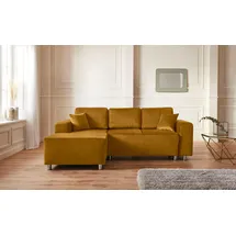 Home Affaire Ecksofa Györ, L-Form, wahlweise mit Bettfunktion und Bettkasten incl. 2 Zierkissen goldfarben