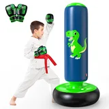 QPAU Boxsack Kinder, Aufblasbarer Standboxsack für 3-8, Geschenke FüR Jungen Und MäDchen, Boxsack Stehend Kinder Set für Die Praxis Karate, Taekwondo, MMA