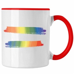 Trendation Tasse Trendation – Regenbogen Tasse Geschenk LGBT Schwule Lesben Transgender Grafik Pride rot