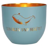 Butzon & Bercker Windlicht Geborgen und behütet Metall Blau