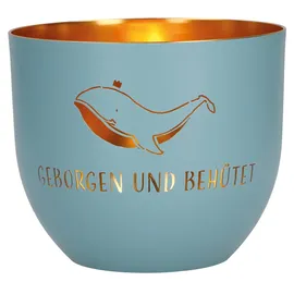 Butzon & Bercker Windlicht Geborgen und behütet Metall Blau