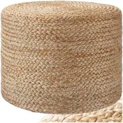 tectake® Handgefertigter Pouf, Boho-Stil, weich und formstabil, 49 x 37 cm, Belastbarkeit 150 kg