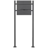 ML-Design Standbriefkasten mit Zeitungsfach, Design Briefkasten mit Pfosten, Briefkastenanlage, Briefkastenständer Anthrazit Höhe