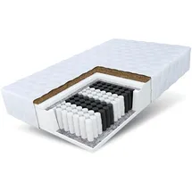 Fdm Matratze 180x200 cm Härtegrad H3 H4 Höhe 24 cm Taschenfederkernmatratze Kokosfaser-Einlage Polyurethan-Schaum 7 Zonen Kokos Bett Matratze