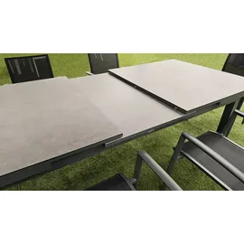 teico group 9-tlg. Alu Gartenmöbel Set anthrazit Tisch ausziehbar mit 8 stapelbaren Stühlen - Grau