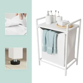 Relaxdays Wäschesammler mit Ablage, weiß/grau