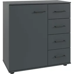 Kombikommode WIMEX "Taiga", grau (graphit), B:81cm H:83cm T:41cm, Spanplatte, Sideboards, 1 türig und 4 Schubladen