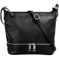 Cluty Umhängetasche, echt Leder, Made in Italy schwarz
