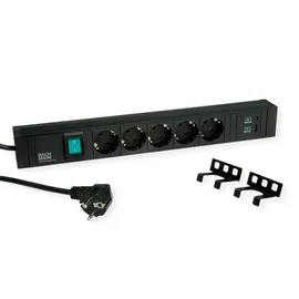 Bachmann Steckdosenleiste 2 m Schwarz 5 St.