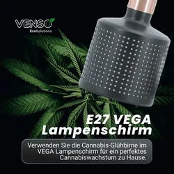 Venso EcoSolutions VEGA E27 Lampenschirm Schwarz, Lampenschirm Metall, Venso Pflanzenlampe, E27 Pflanzenlampe, Lampenschirm E27, Tageslichtlampe für Pflanzen, Pflanzenlicht, LED Zimmerpflanze