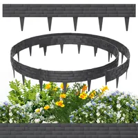 HENGMEI 5m Rasenkanten Kunststoff Beeteinfassung Beetumrandung in Kunststeinfliese Mähkante 5 stücke Randsteine Palisaden Gartenzaun, Anthrazit