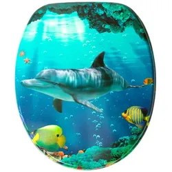 Sanilo WC-Sitz, BxL: 37,7 x 47 cm, Delphin Korallen - blau