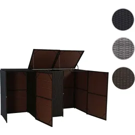 Mendler 3er-Mülltonnenverkleidung HWC-E25, Mülltonnenbox Mülltonnenabdeckung, Poly-Rattan 3x120l ~ braun
