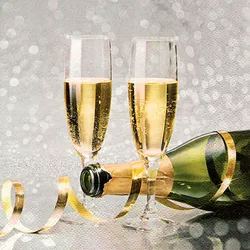 ti-flair 20 Papierservietten 33x33cm Sektflasche Gläsermotiv 3lagige Weihnachtsservietten