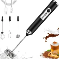 Elektrischer Milchaufschäumer, Handgerät, USB wiederaufladbar, Mini-Mixer mit 3 Schneebesen, 3 einstellbare Geschwindigkeiten, für Latte, Cappuccino,