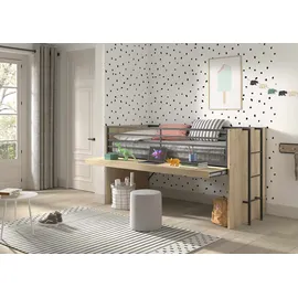 Vipack Stauraumbett Sam 90 x 200 cm Eiche dekor beige