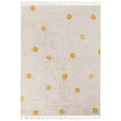 Kinderteppich Baumwolle beige / gelb 140 x 200 cm gepunktetes Muster Kurzflor DARDERE