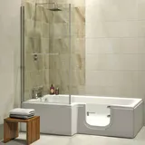 Solarna 170x85/70cm Badewanne mit Tür/Seniorenbadewanne, Links, mit Duschkabine