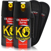 2X Columbia KO CS hochdosiertes Abwehrspray mit Tragetasche - Sicheres Gefühl unterwegs - Made in Germany - 80g Reizstoff CS effektives Verteidigungsspray - bis zu 1-1,5 m Reichweite (2er Set)