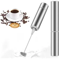 Elektrischer Milchaufschäumer, Mini-Schneebesen aus Edelstahl, extra starker Motor und batteriebetrieben, Mixer für Kaffeesahne, Cappuccino, Latte,