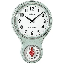 Atlanta 6124/6 Küchen-Wanduhr Nostalgie Hellgrün