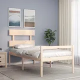 The Living Store Seniorenbett mit Kopfteil Massivholz - Braun