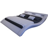 SalesFever Polsterbett, mit LED-Licht im Kopfteil, Lounge Bett in moderner Form, in Kunstleder, weiß