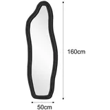 WoodenAura Standspiegel, Schwarz, Glas, Rund, 50x160x3 cm, Spiegel, Standspiegel