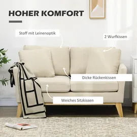 Homcom Sofa Doppelsofa in Leinenoptik, mit Kissen, bis 150 kg, Beige, 78x78x137 cm Wohnzimmer, Sofas & Couches, Sofas