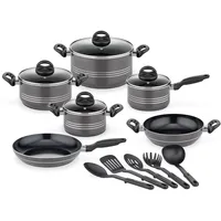 GSW Topfset MILANO GREY 6-teilig INDUKTION plus 5-teiliges Küchenhelfer-Set