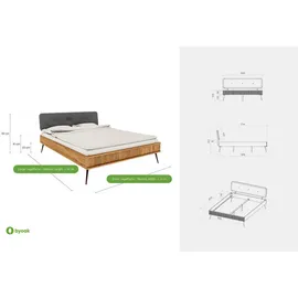 byoak Massivholzbett Nico - holzfarben , Maße (cm): H: 92