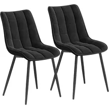 Woltu Esszimmerstühle 2er Set Küchenstuhl Polsterstuhl mit Rückenlehne, Sitzfläche aus Samt, Metallbeine, Schwarz -