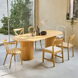 sweeek Ovaler Esstisch 8 Plätze 0 x 0 x 0 cm Braun/Schwarz