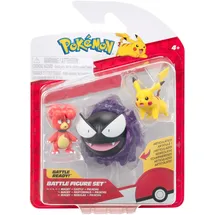 Pokémon Battle Figure 3 Pack - Features 2 Inch Pikachu and Magby and 3 Inch Gastly Battle Figures