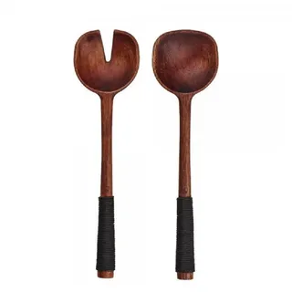 Asa Selection ASA Salatbesteck mit schwarzem Nylongriff wood