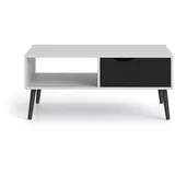 VCM Napoli Couchtisch mit 1 Schublade und 1 Ablage in Weiß und Matt schwarz.