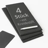 Thiru Premium Schieferplatten - zum Servieren & Beschriften - 100 Tage risikofrei testen - Ideal als Buffet oder Käseplatte - inkl. Ersatz Gummi Füße & Kreidestift (8, 30x10cm)