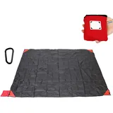 YuanDiann Mini Picknickdecke Wasserdicht mit Karabiner 4 Befestigung Nagel Ultraleicht Tragbare Strandmatte Kompakt Stranddecke für Strand Camping Picknick Wandern Reisen (150 x 180cm Schwarz)