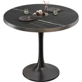 GGM Möbel BL | Bistrotisch | Ø:H 60 x 76 cm | Edelstahl Rand | Schwarz Marmor / Schwarz | Rund