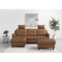 sit&more Ecksofa SIT & MORE "Farö L-Form", braun (cognac), B:234cm H:90cm T:168cm, Sofas, Ecksofa, inklusive Federkern, wahlweise mit Bettfunktion und Bettkasten