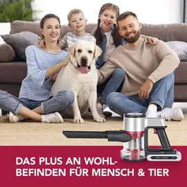 Clean Maxx CLEANmaxx Akku-Zyklon-Staubsauger Digital-Display & anthrazit/silber/rot | Allergikerfreundlich durch 3-fache Filterung | Ideal für Teppiche, Autositze, Tastaturen etc. | Inkl. Wandhalterung | Laufzeit bis zu 40 Min.