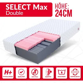 Fdm Select MAX Double Matratze 90x200 cm Kaltschaum Höhe 24 cm Härtegrad H3 H4 Visco-Schaum Öko-Tex Allergikergeeignet Jersey