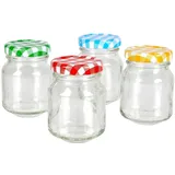 Buri Mini-Marmeladengläser 4er-Set 70ml Gläschen Einmachglas Probiergläschen bunt