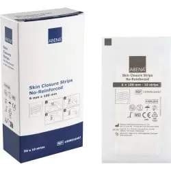 ABENA® Wundnahtstreifen, mit 2x5 Streifen, steril, natur 1999916457 , 1 Karton = 16 Packungen à 55 Stück, Maße: 100 x 6 mm