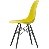 Vitra - Eames Plastic Side Chair DSW RE, Ahorn schwarz / senf (Filzgleiter basic dark)